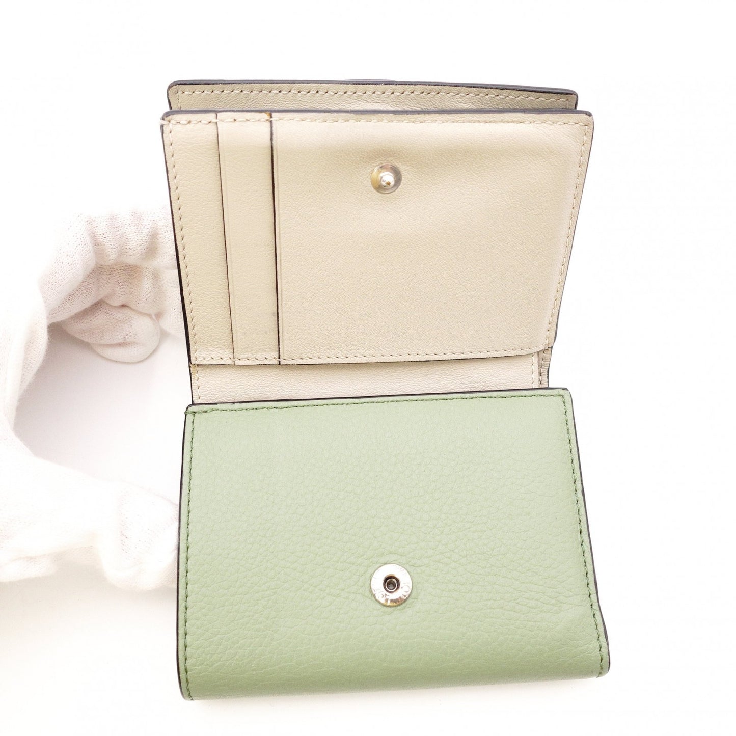 LOEWE Small Vertical Wallet, Tri-fold Wallet, Leather, Green