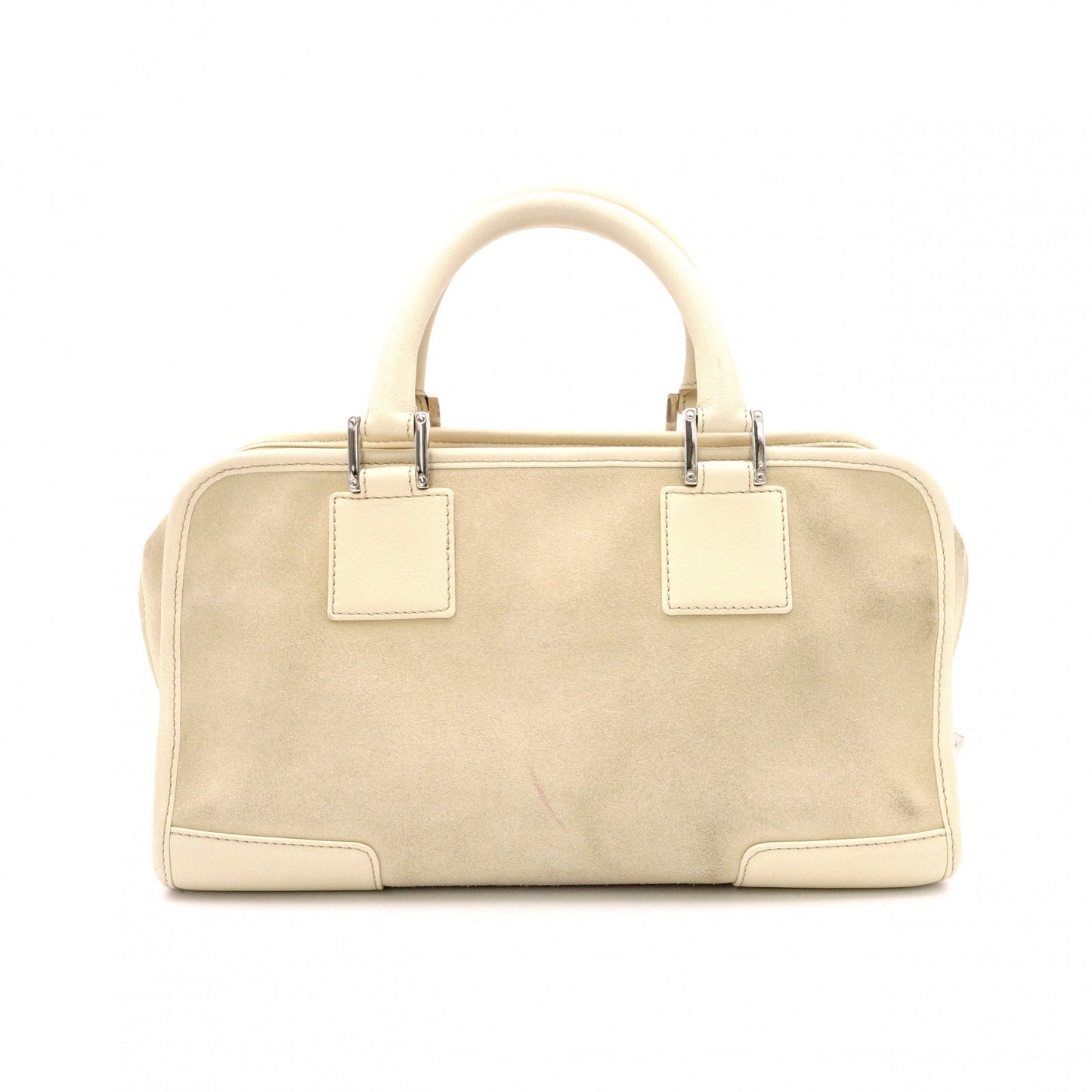 LOEWE Amazonas 28 Handbag, Suede/Leather, Beige Tones, Logo, Suede, Silver Hardware