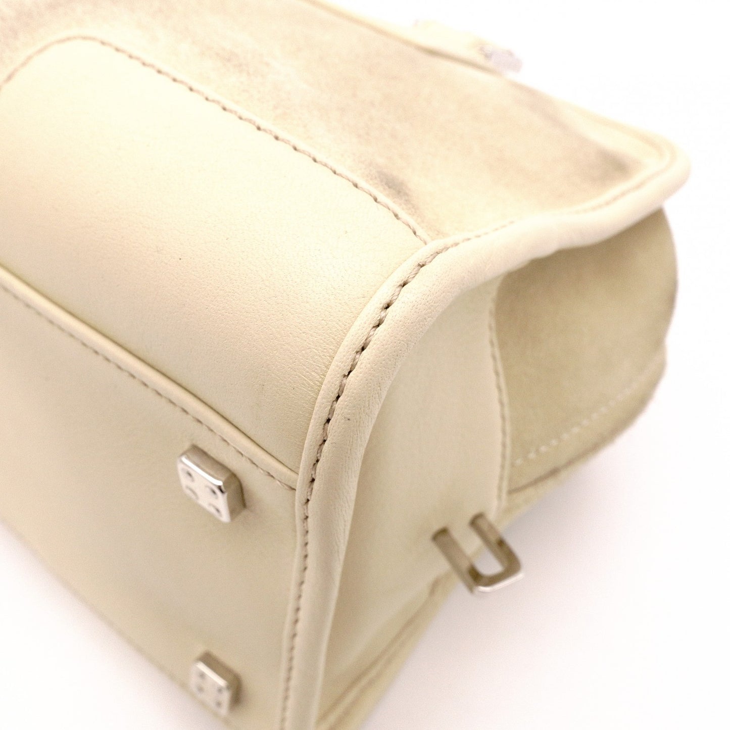 LOEWE Amazonas 28 Handbag, Suede/Leather, Beige Tones, Logo, Suede, Silver Hardware