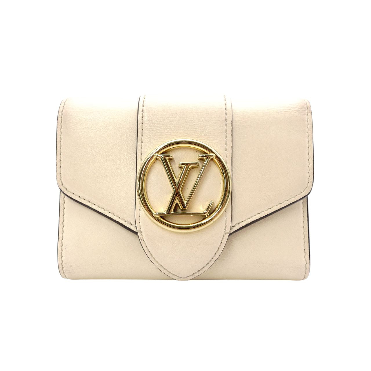 LOUIS VUITTON Pont Neuf Tri-fold Wallet, Leather, Blue and White, LV Logo