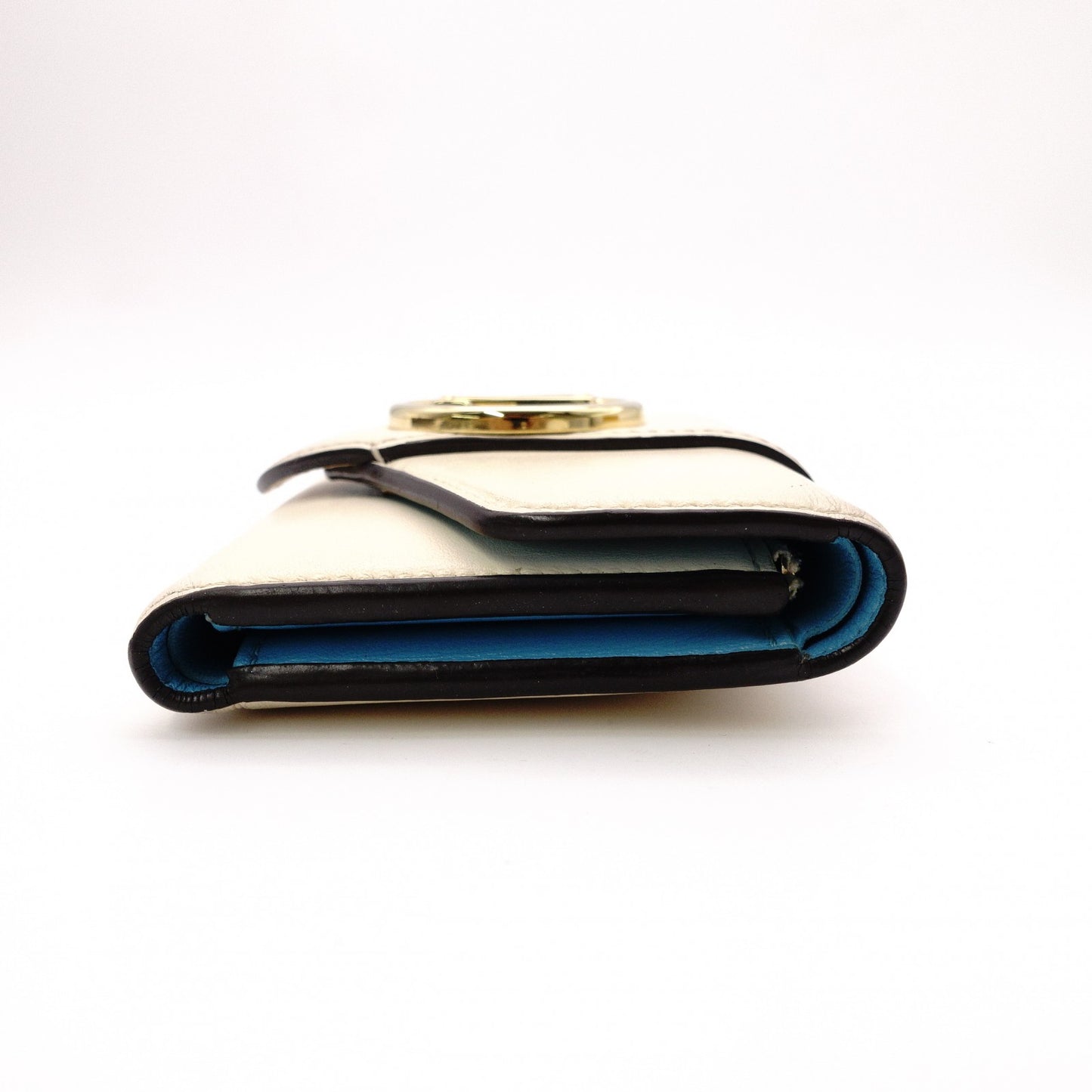 LOUIS VUITTON Pont Neuf Tri-fold Wallet, Leather, Blue and White, LV Logo