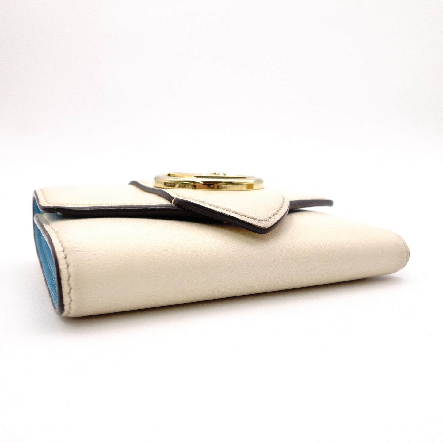 LOUIS VUITTON Pont Neuf Tri-fold Wallet, Leather, Blue and White, LV Logo
