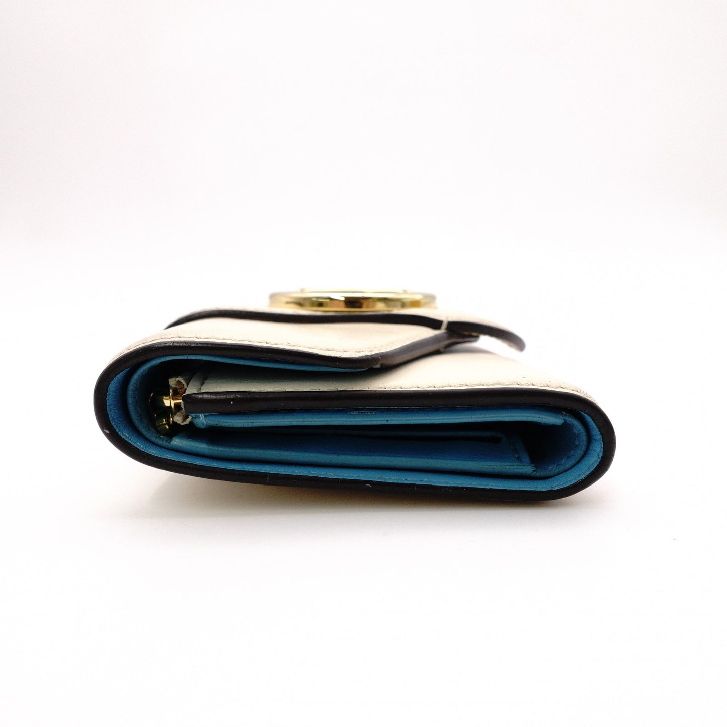 LOUIS VUITTON Pont Neuf Tri-fold Wallet, Leather, Blue and White, LV Logo