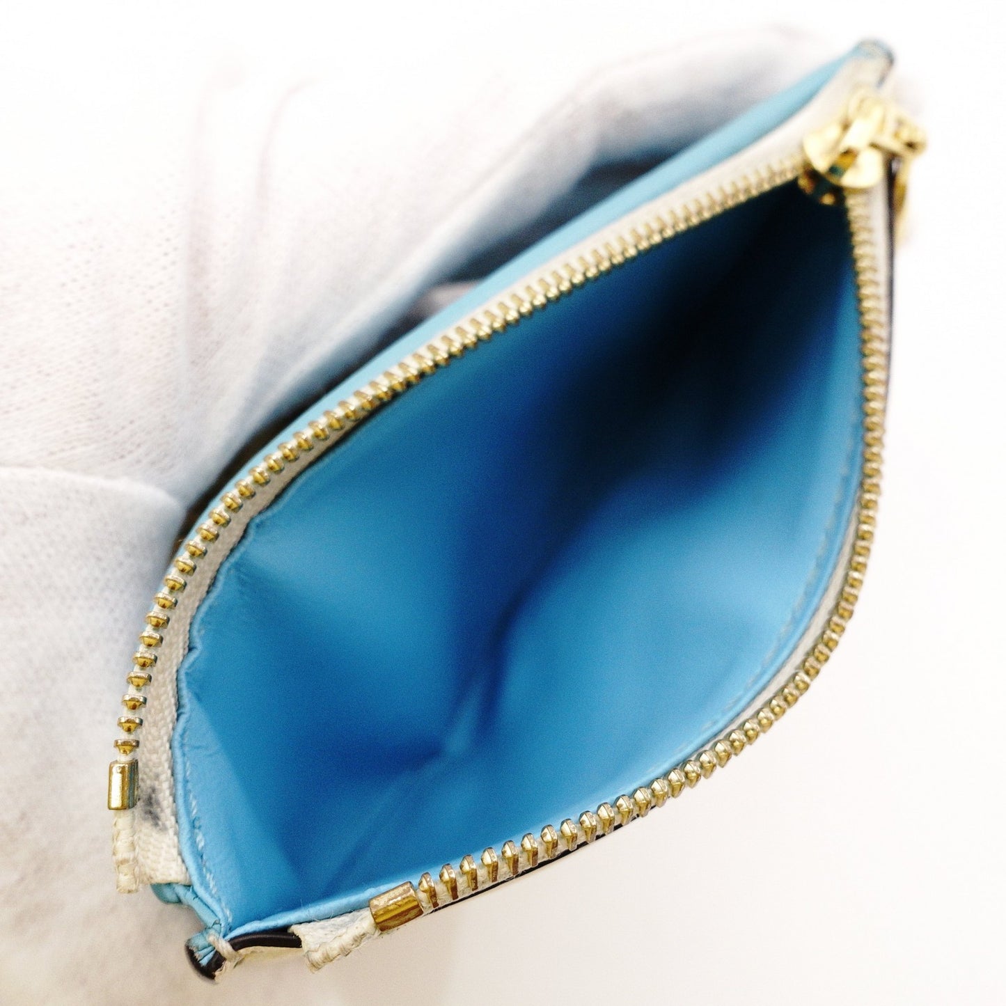 LOUIS VUITTON Pont Neuf Tri-fold Wallet, Leather, Blue and White, LV Logo