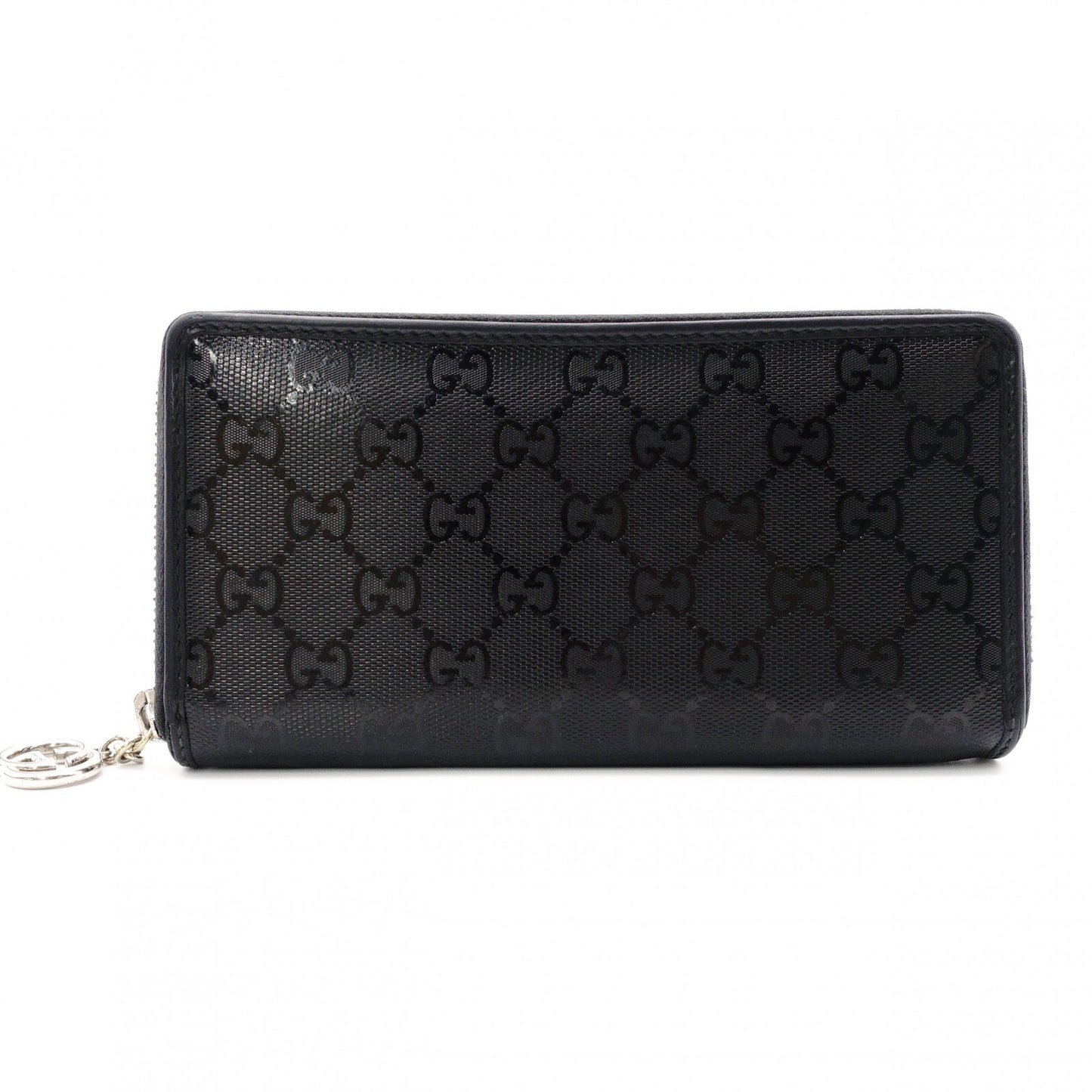 GUCCI Imprime Long Wallet, Leather, Black, Men's, Comes with Box, Logo, Silver Hardware