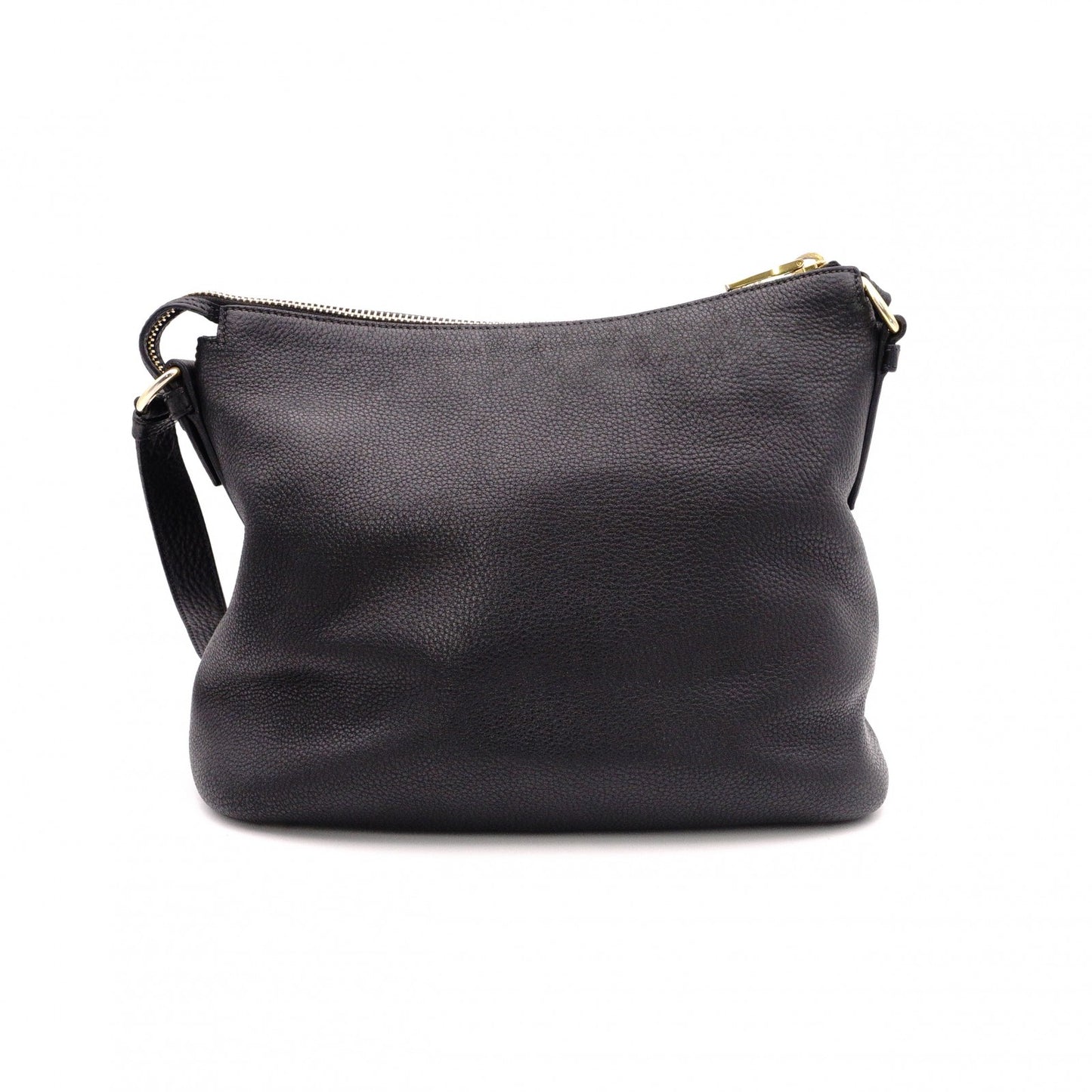 PRADA Vittello Dino Leather Shoulder Bag, Black Leather, Crossbody, Gold Hardware