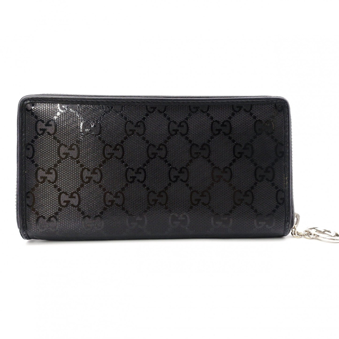 GUCCI Imprime Long Wallet, Leather, Black, Men's, Comes with Box, Logo, Silver Hardware