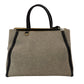 FENDI Toujours Handbag Black × Beige Canvas Leather 2-Way Tote Bag R801481