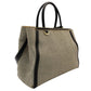 FENDI Toujours Handbag Black × Beige Canvas Leather 2-Way Tote Bag R801481