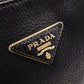 PRADA Vittello Dino Leather Shoulder Bag, Black Leather, Crossbody, Gold Hardware