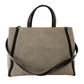 FENDI Toujours Handbag Black × Beige Canvas Leather 2-Way Tote Bag R801481