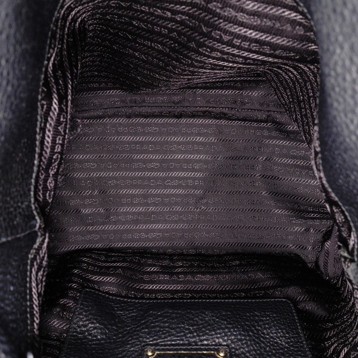 PRADA Vittello Dino Leather Shoulder Bag, Black Leather, Crossbody, Gold Hardware