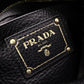 PRADA Vittello Dino Leather Shoulder Bag, Black Leather, Crossbody, Gold Hardware