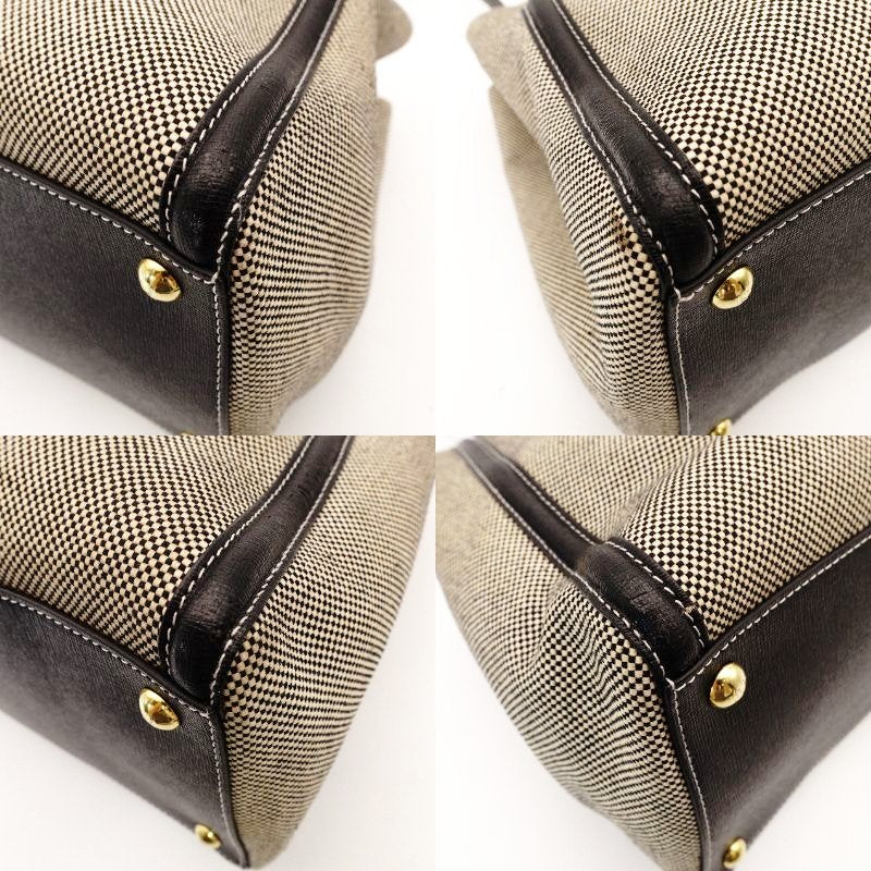 FENDI Toujours Handbag Black × Beige Canvas Leather 2-Way Tote Bag R801481