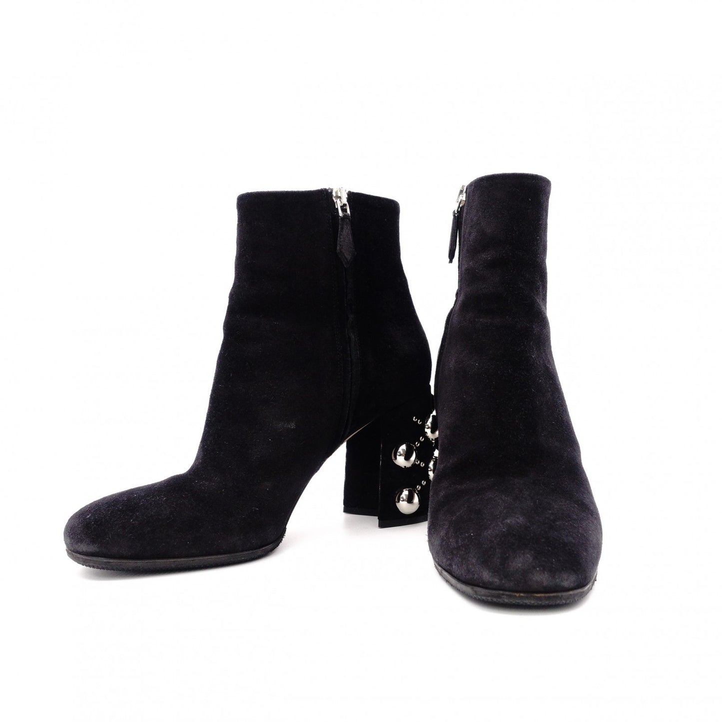 MIUMIU Miu Miu Boots, Suede, Black, Women's, Size 37