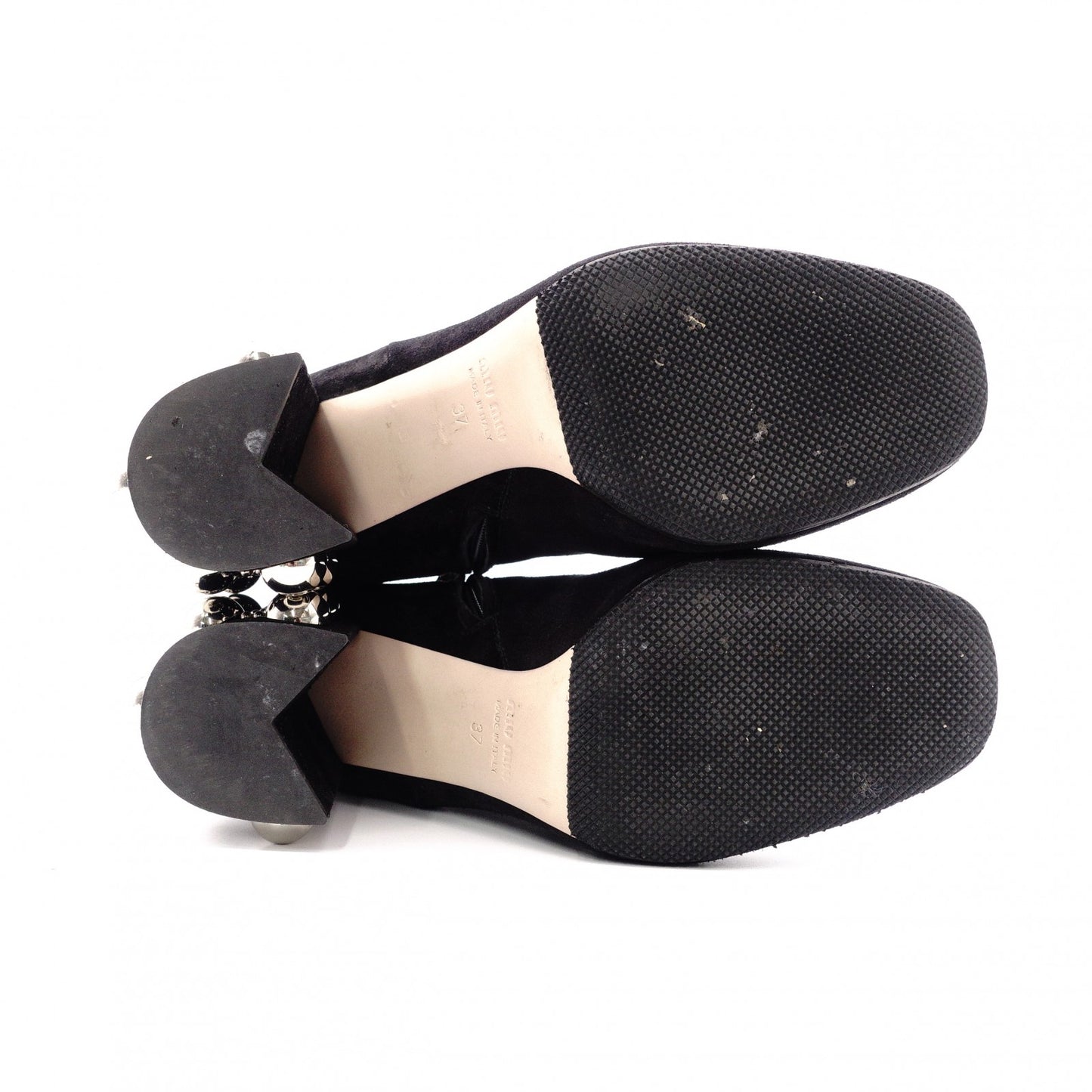 MIUMIU Miu Miu Boots, Suede, Black, Women's, Size 37