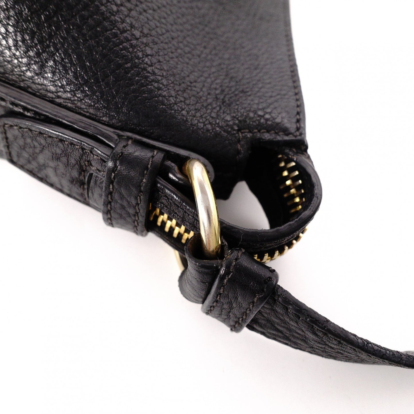 PRADA Vittello Dino Leather Shoulder Bag, Black Leather, Crossbody, Gold Hardware
