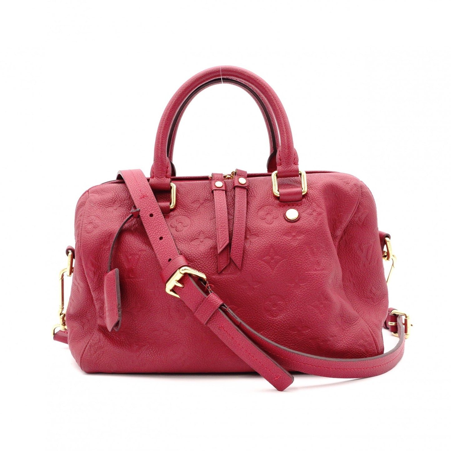 LOUIS VUITTON Speedy 25 Bandoulière Monogram Implant Handbag, Leather, Red, 2-Way