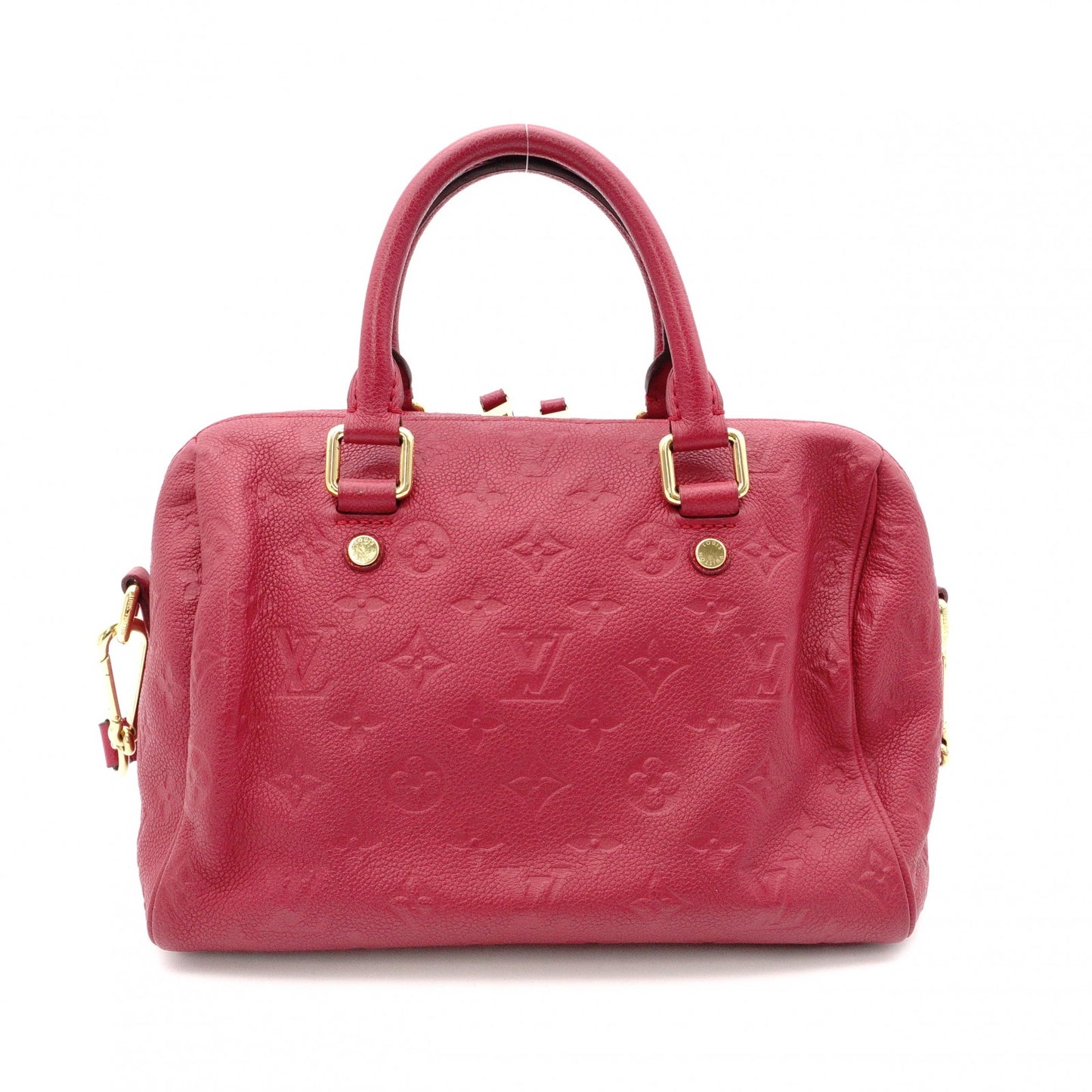 LOUIS VUITTON Speedy 25 Bandoulière Monogram Implant Handbag, Leather, Red, 2-Way