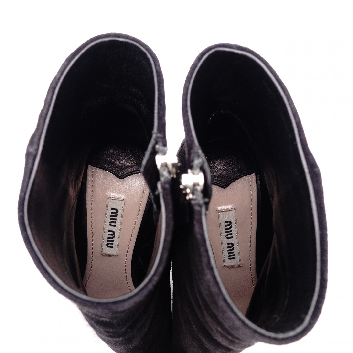 MIUMIU Miu Miu Boots, Suede, Black, Women's, Size 37