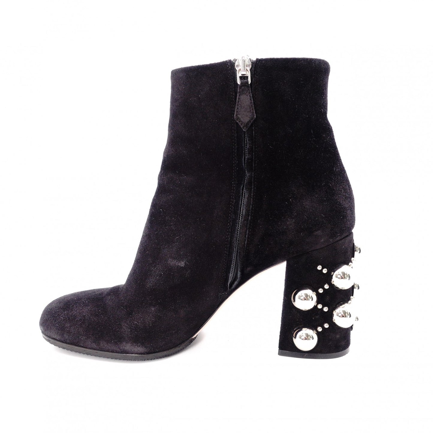 MIUMIU Miu Miu Boots, Suede, Black, Women's, Size 37