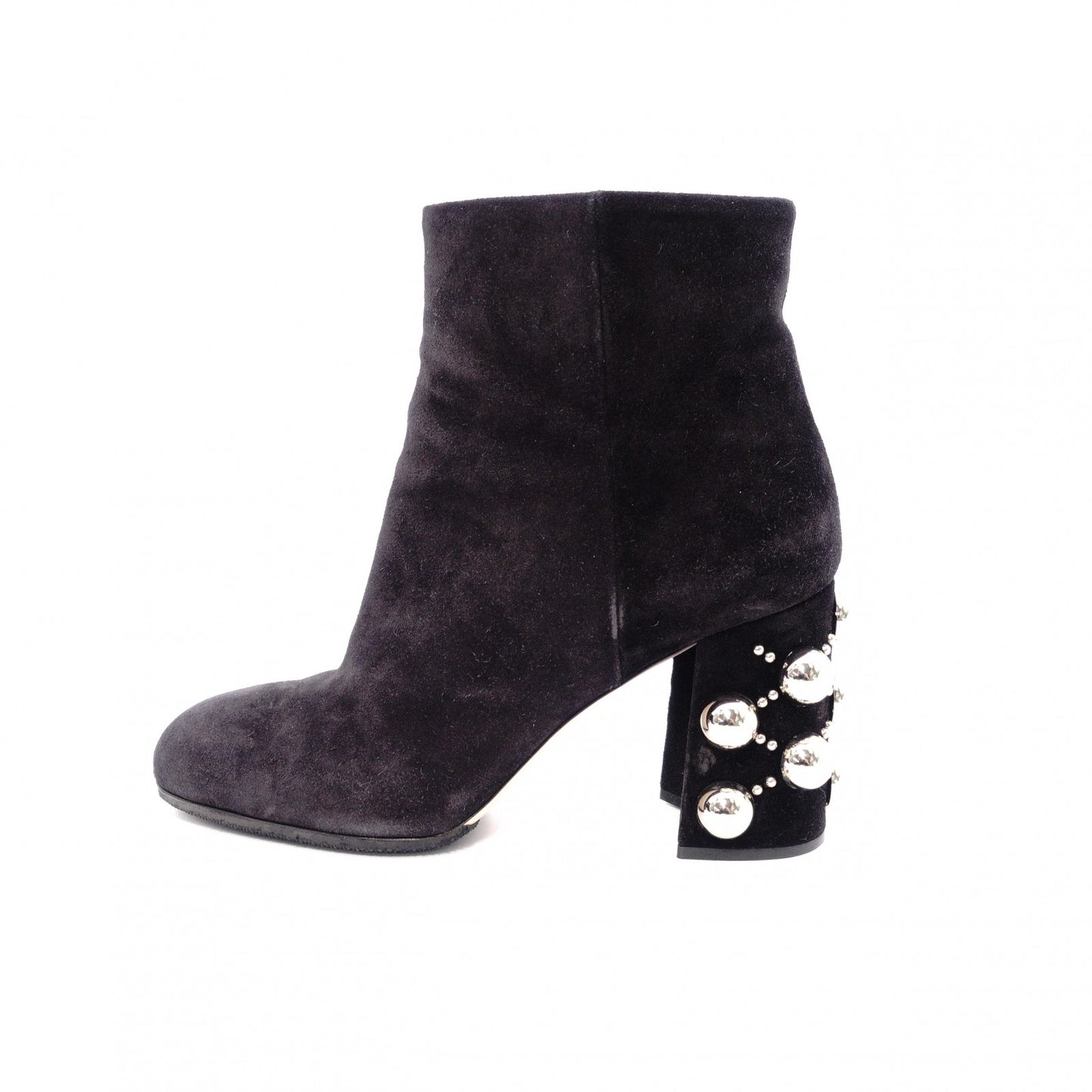 MIUMIU Miu Miu Boots, Suede, Black, Women's, Size 37