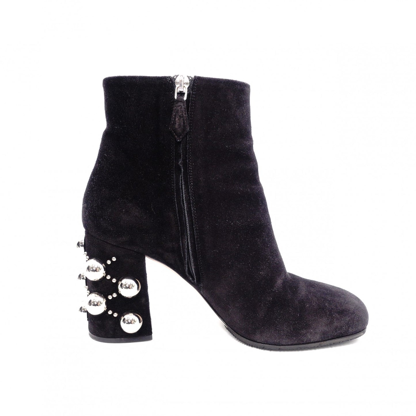 MIUMIU Miu Miu Boots, Suede, Black, Women's, Size 37