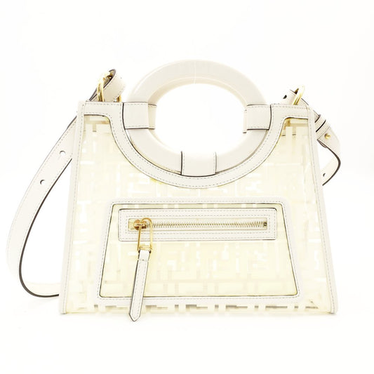 FENDI Zucca Runway Shopper Clear White Handbag 2-Way Crossbody R801261