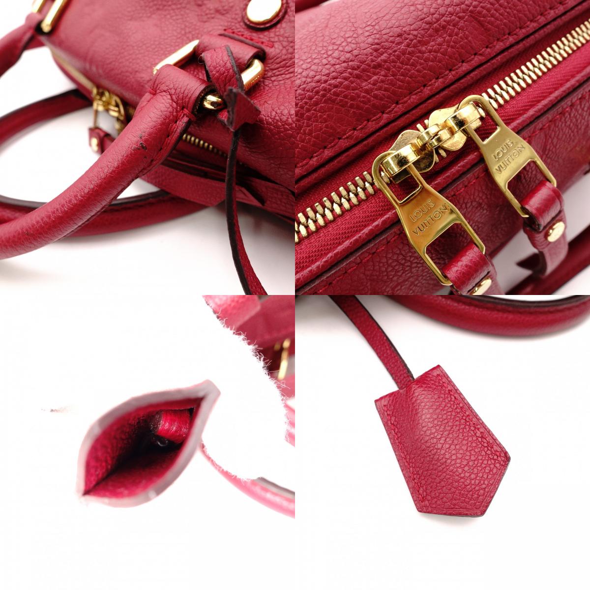 LOUIS VUITTON Speedy 25 Bandoulière Monogram Implant Handbag, Leather, Red, 2-Way