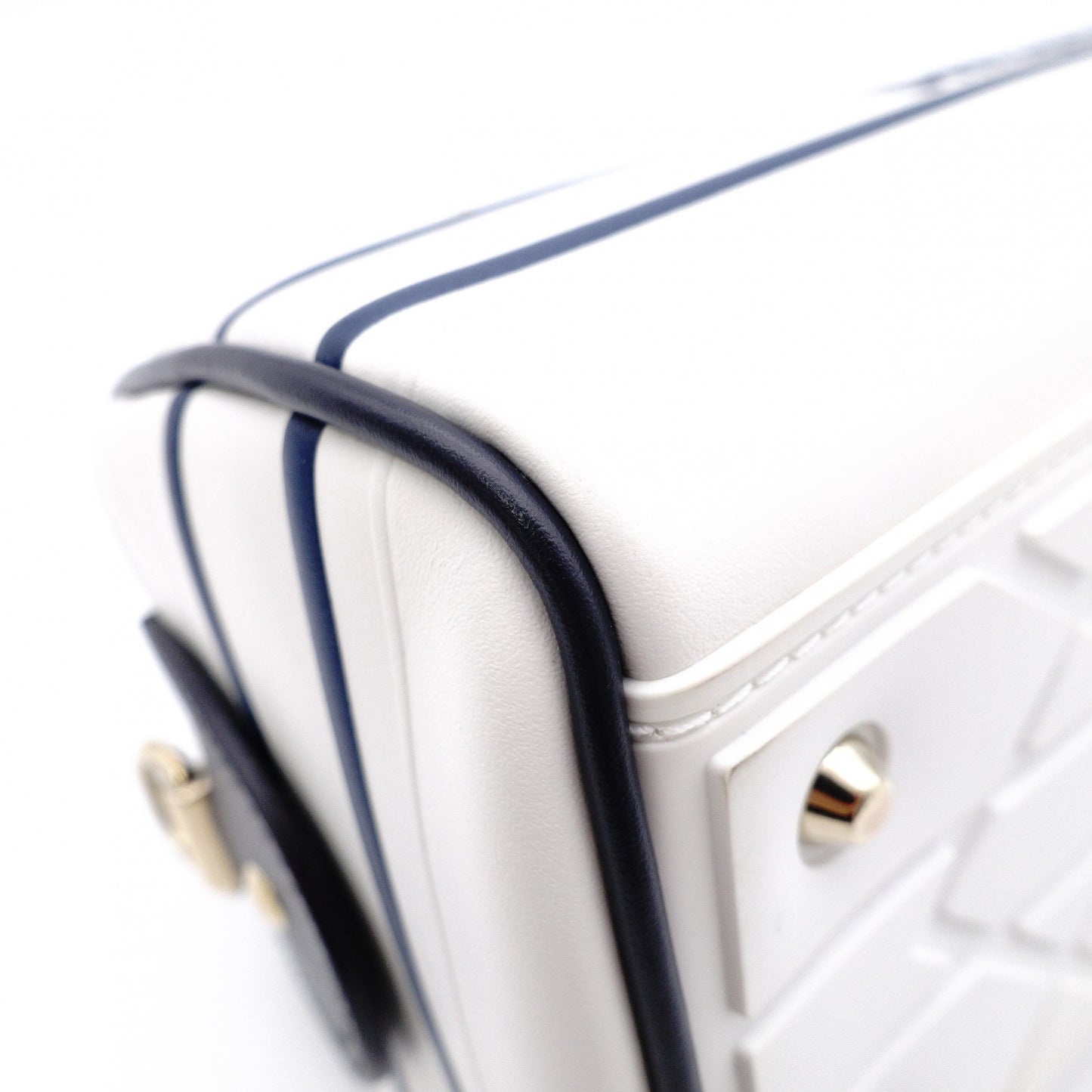 Christian Dior Small Bowling Bag Vibe Handbag, Leather, White, 2-Way