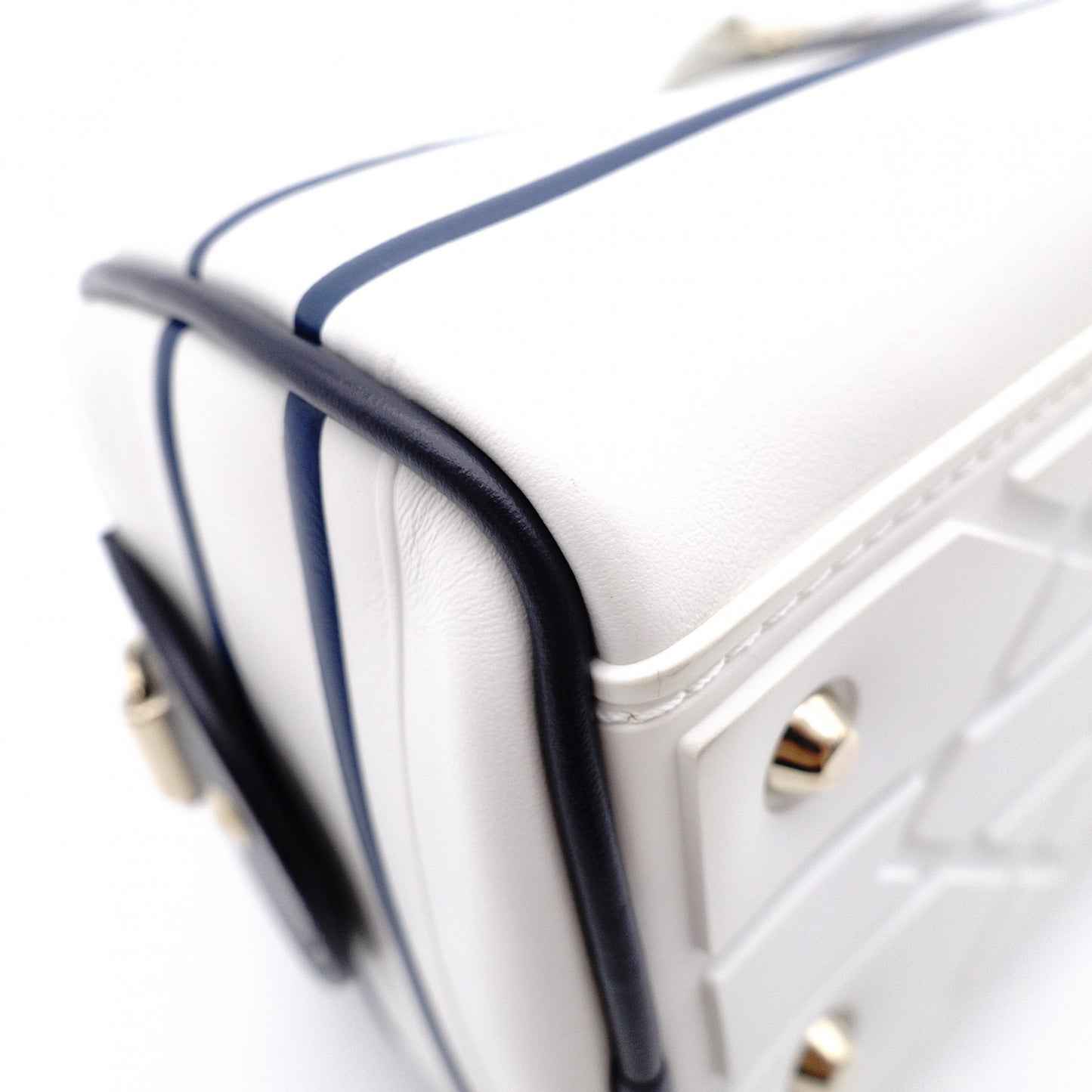 Christian Dior Small Bowling Bag Vibe Handbag, Leather, White, 2-Way