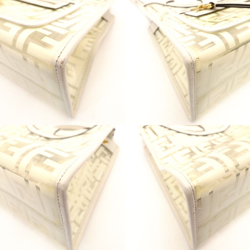 FENDI Zucca Runway Shopper Clear White Handbag 2-Way Crossbody R801261