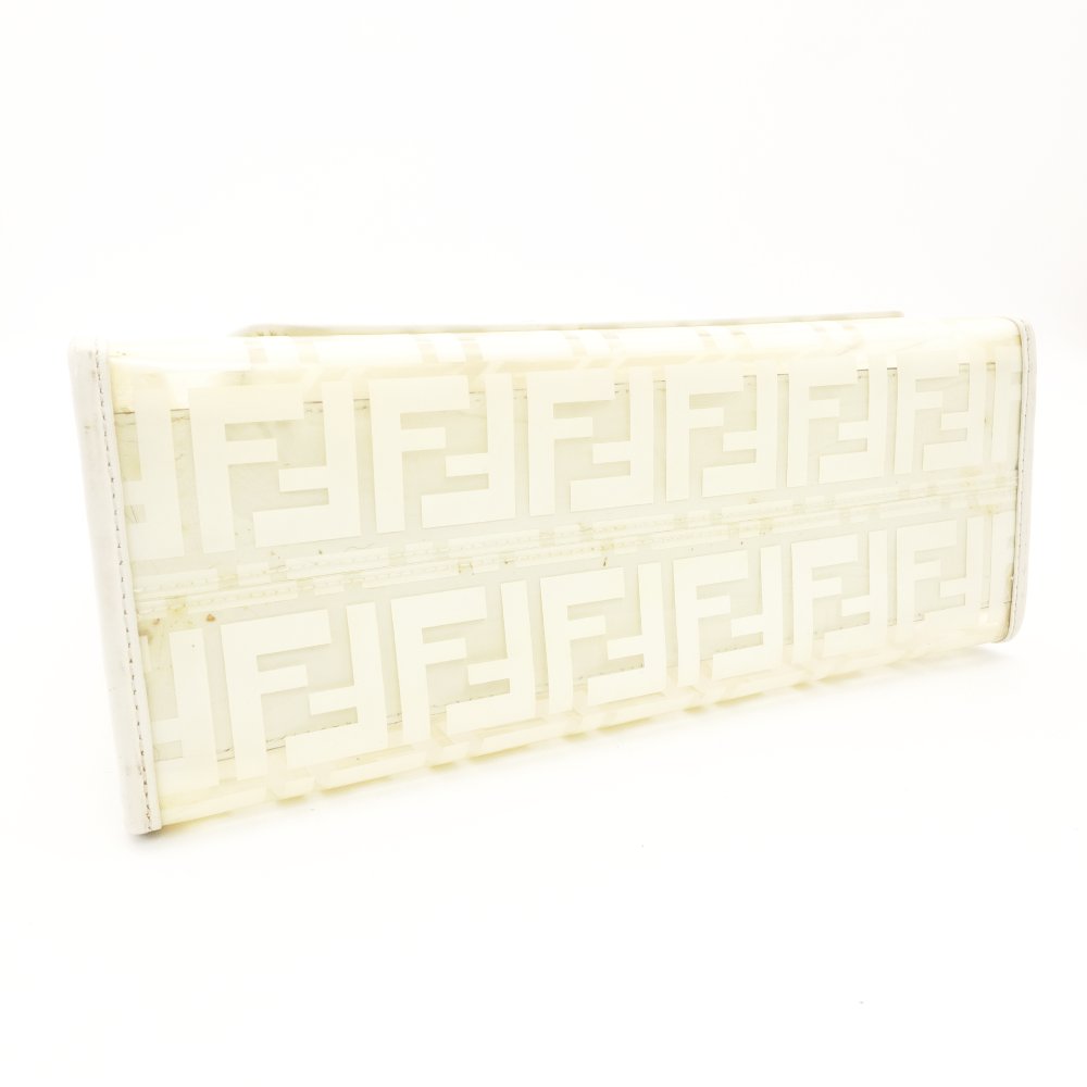 FENDI Zucca Runway Shopper Clear White Handbag 2-Way Crossbody R801261