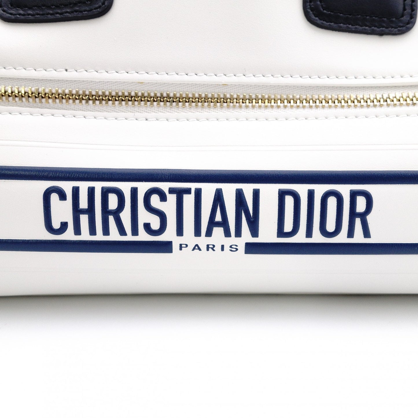 Christian Dior Small Bowling Bag Vibe Handbag, Leather, White, 2-Way