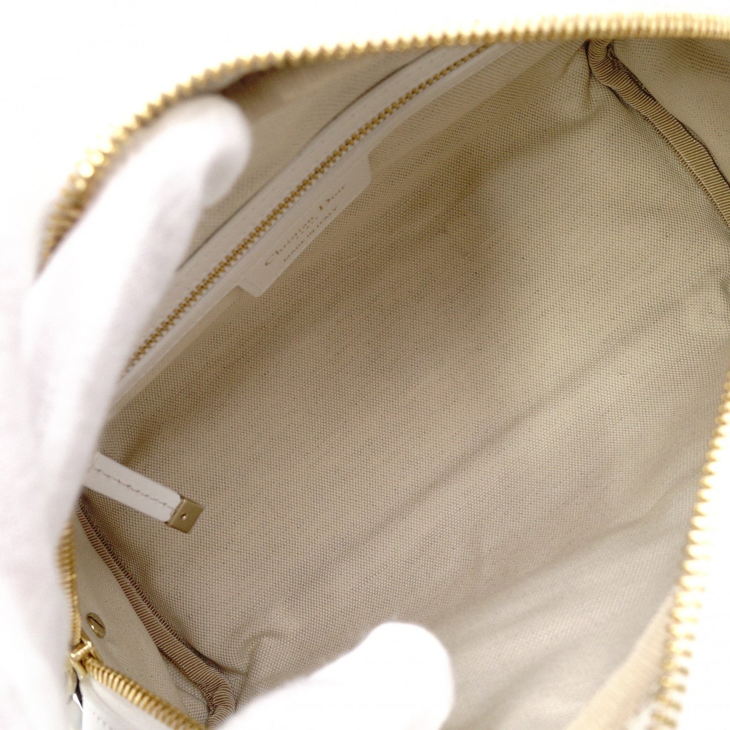 Christian Dior Small Bowling Bag Vibe Handbag, Leather, White, 2-Way