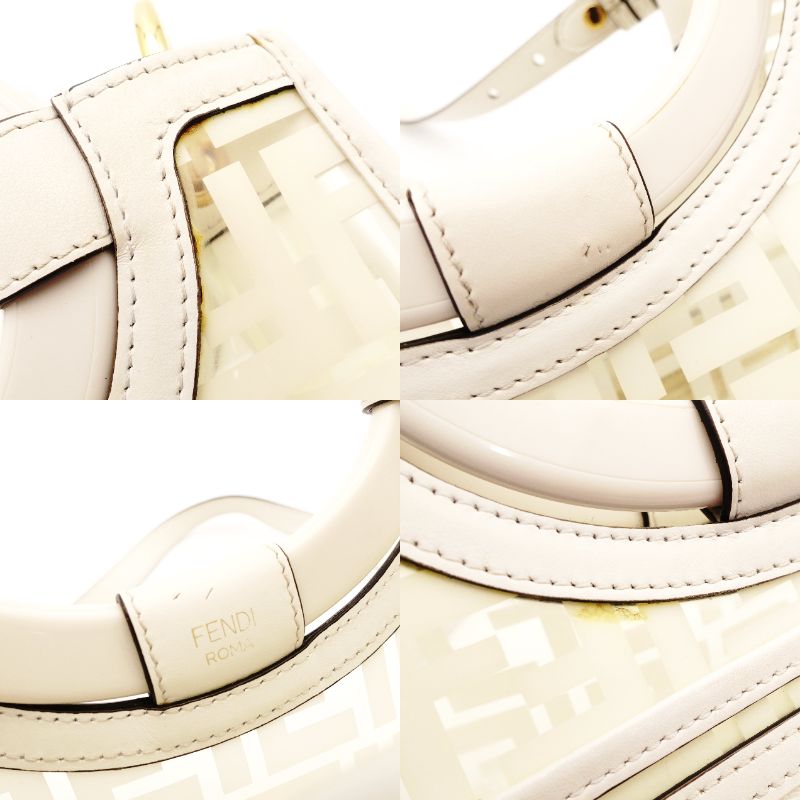 FENDI Zucca Runway Shopper Clear White Handbag 2-Way Crossbody R801261