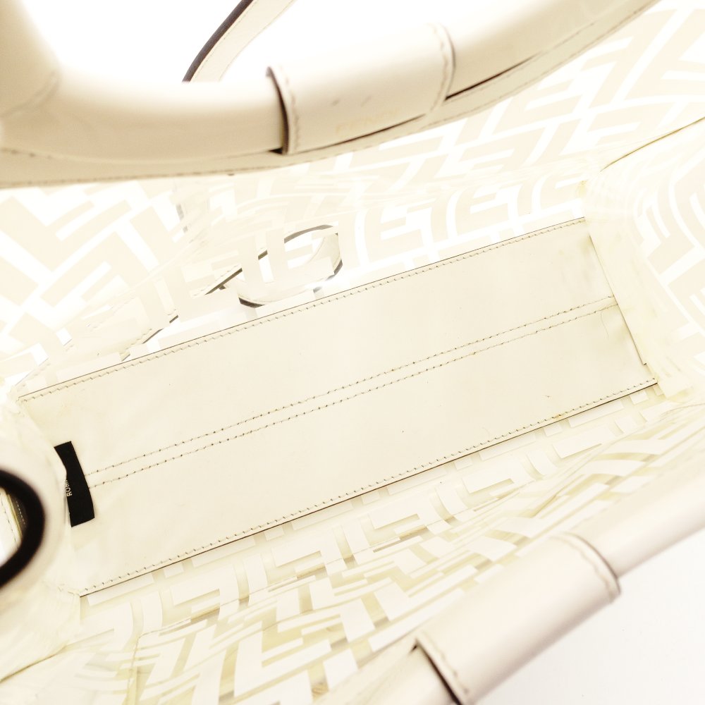 FENDI Zucca Runway Shopper Clear White Handbag 2-Way Crossbody R801261