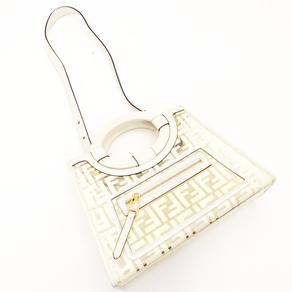 FENDI Zucca Runway Shopper Clear White Handbag 2-Way Crossbody R801261