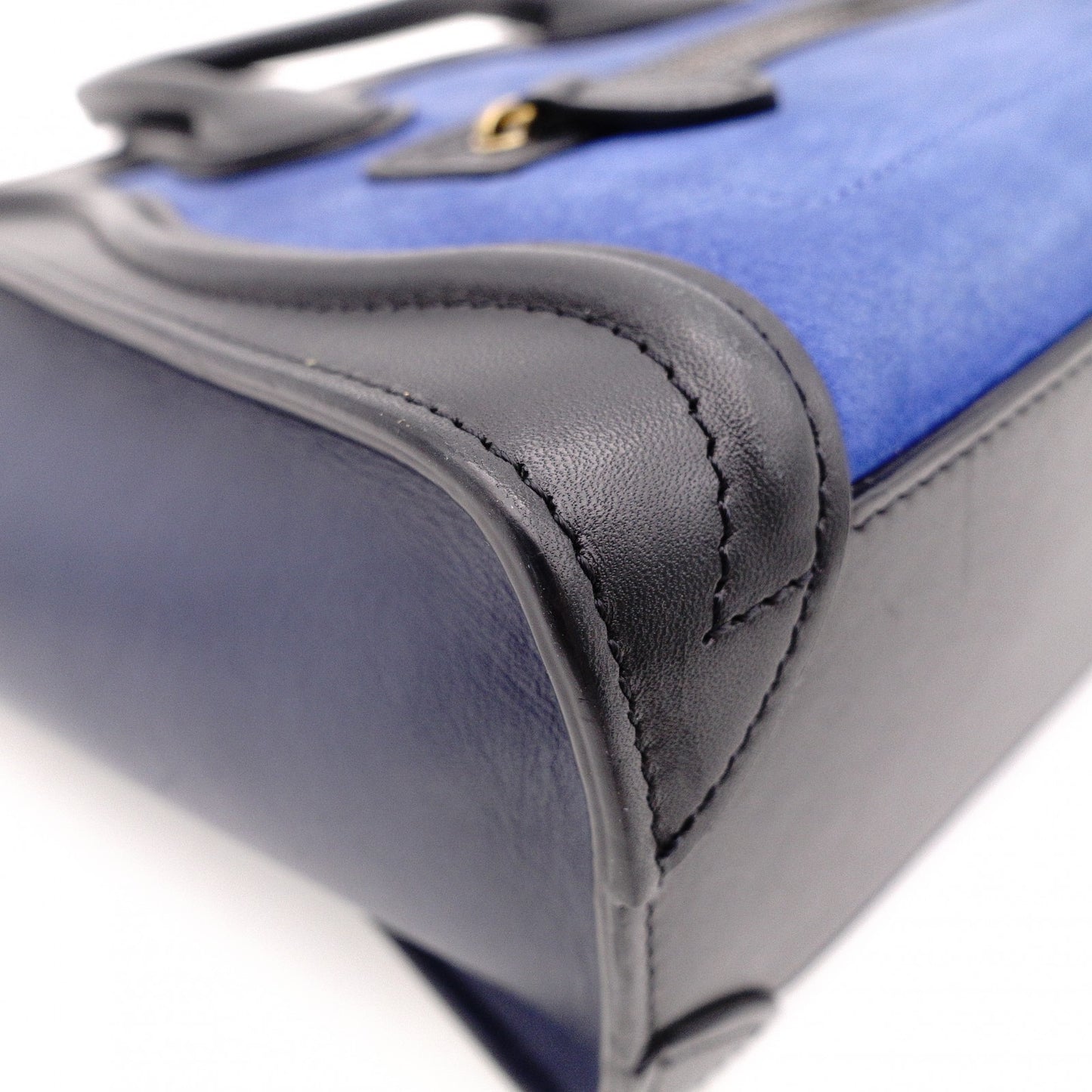 CELINE Luggage Nano Shopper Handbag, Leather/Suede, Blue, 2-Way Crossbody