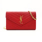 Saint Laurent Cassandra Classic Chain Wallet Red Leather Red Crossbody YSL R801124