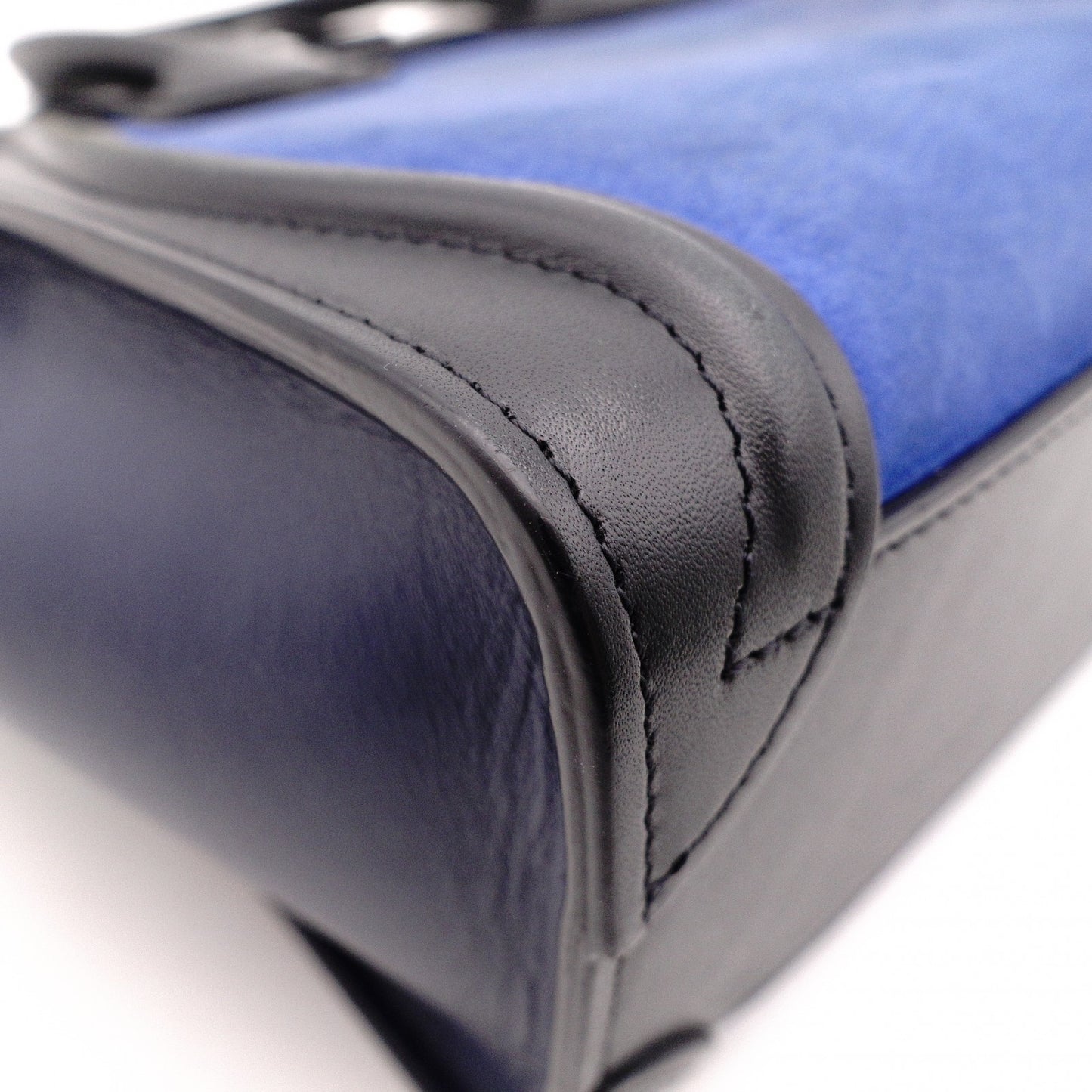 CELINE Luggage Nano Shopper Handbag, Leather/Suede, Blue, 2-Way Crossbody