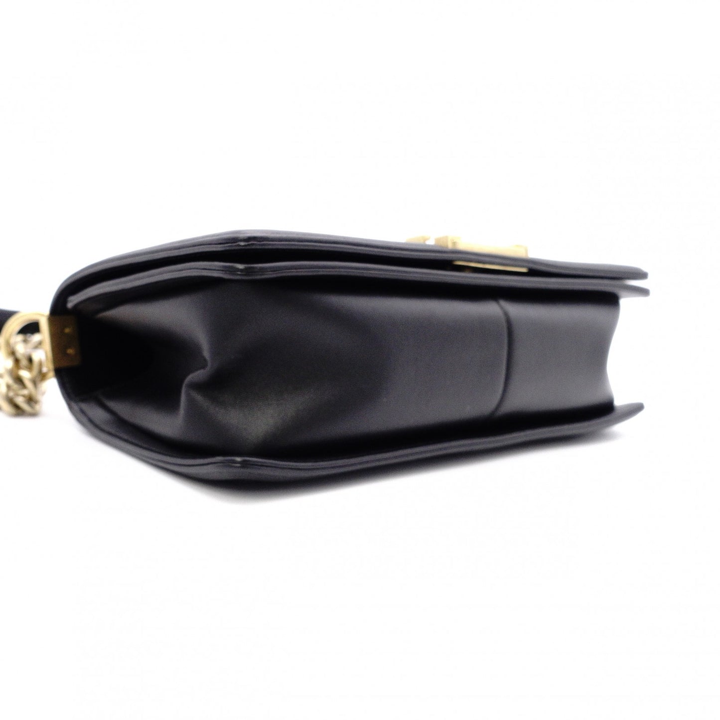 CHANEL Lambskin Boy Chanel 25 Shoulder Bag, Leather, Black with Gold Hardware