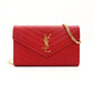 Saint Laurent Cassandra Classic Chain Wallet Red Leather Red Crossbody YSL R801124