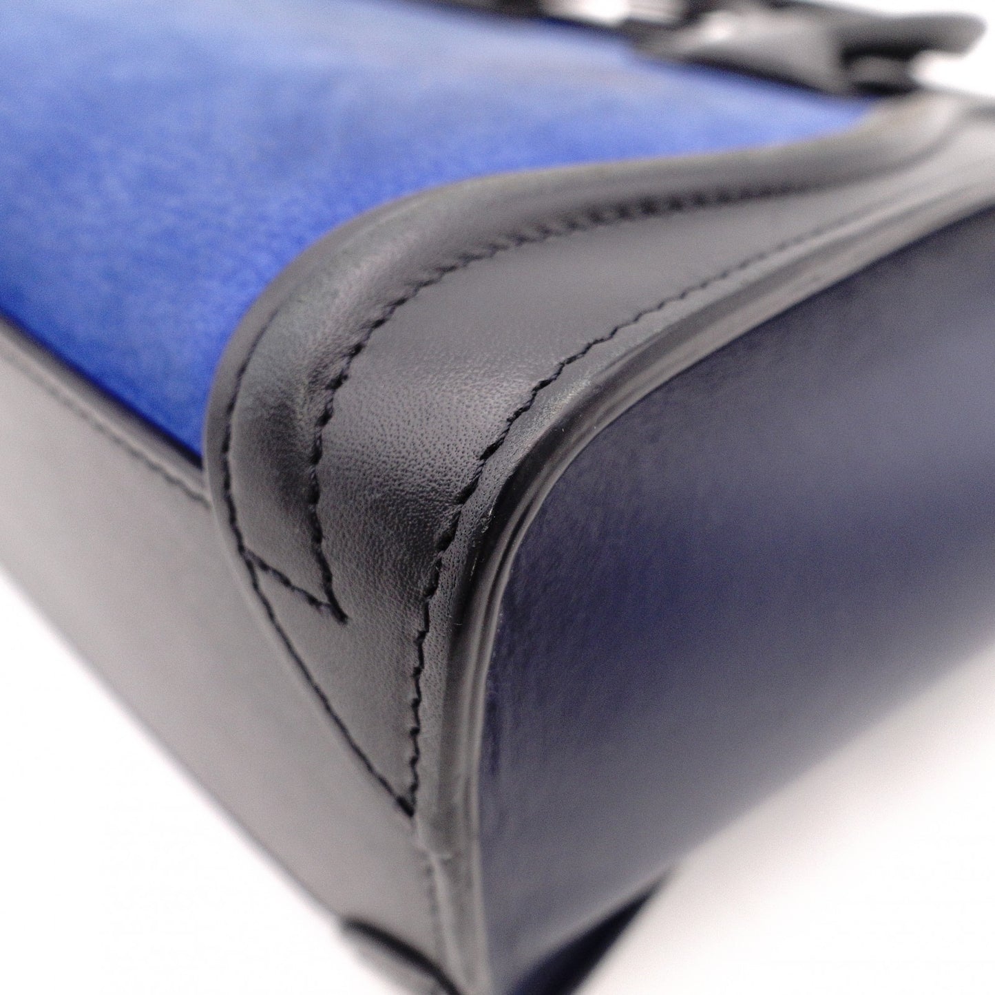 CELINE Luggage Nano Shopper Handbag, Leather/Suede, Blue, 2-Way Crossbody