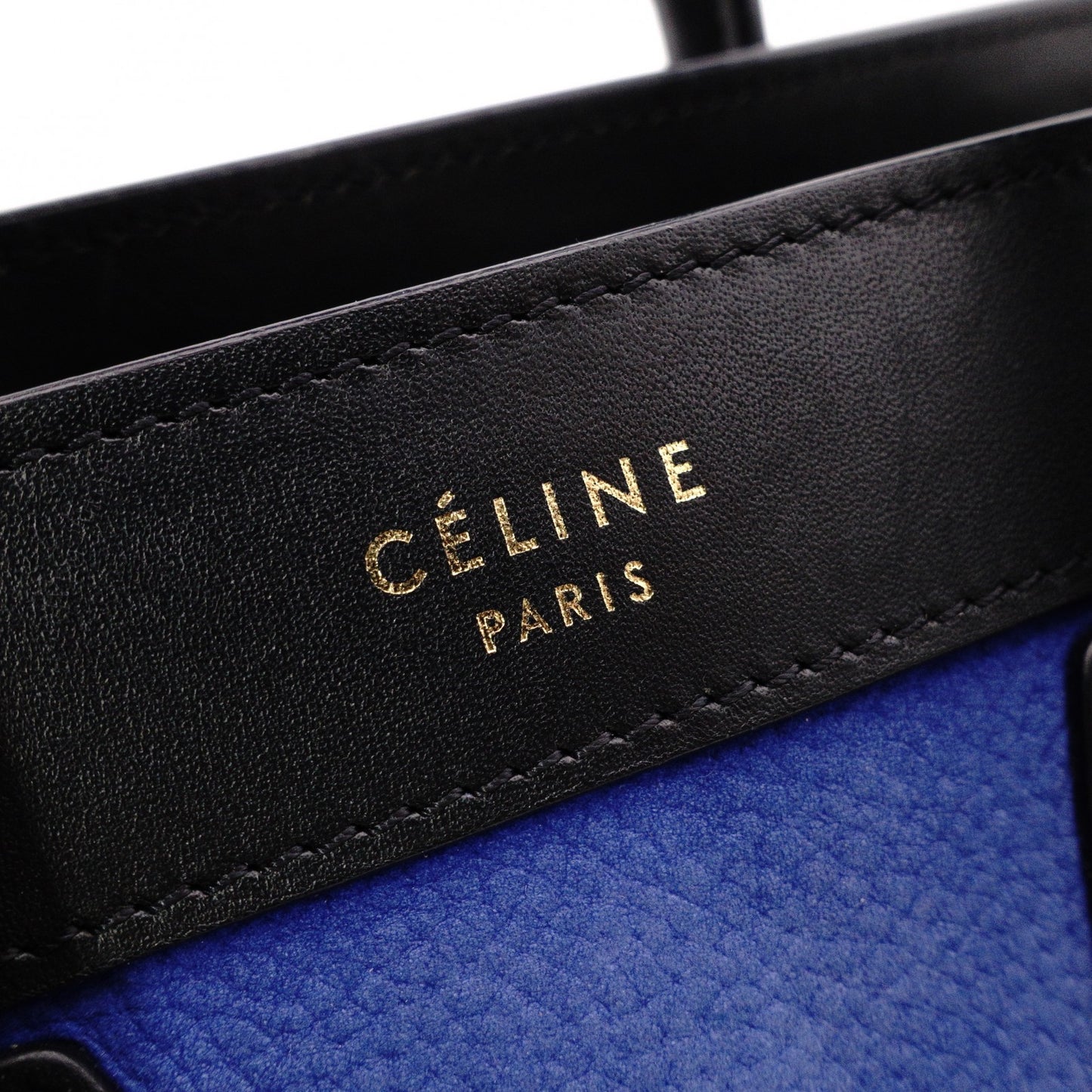 CELINE Luggage Nano Shopper Handbag, Leather/Suede, Blue, 2-Way Crossbody