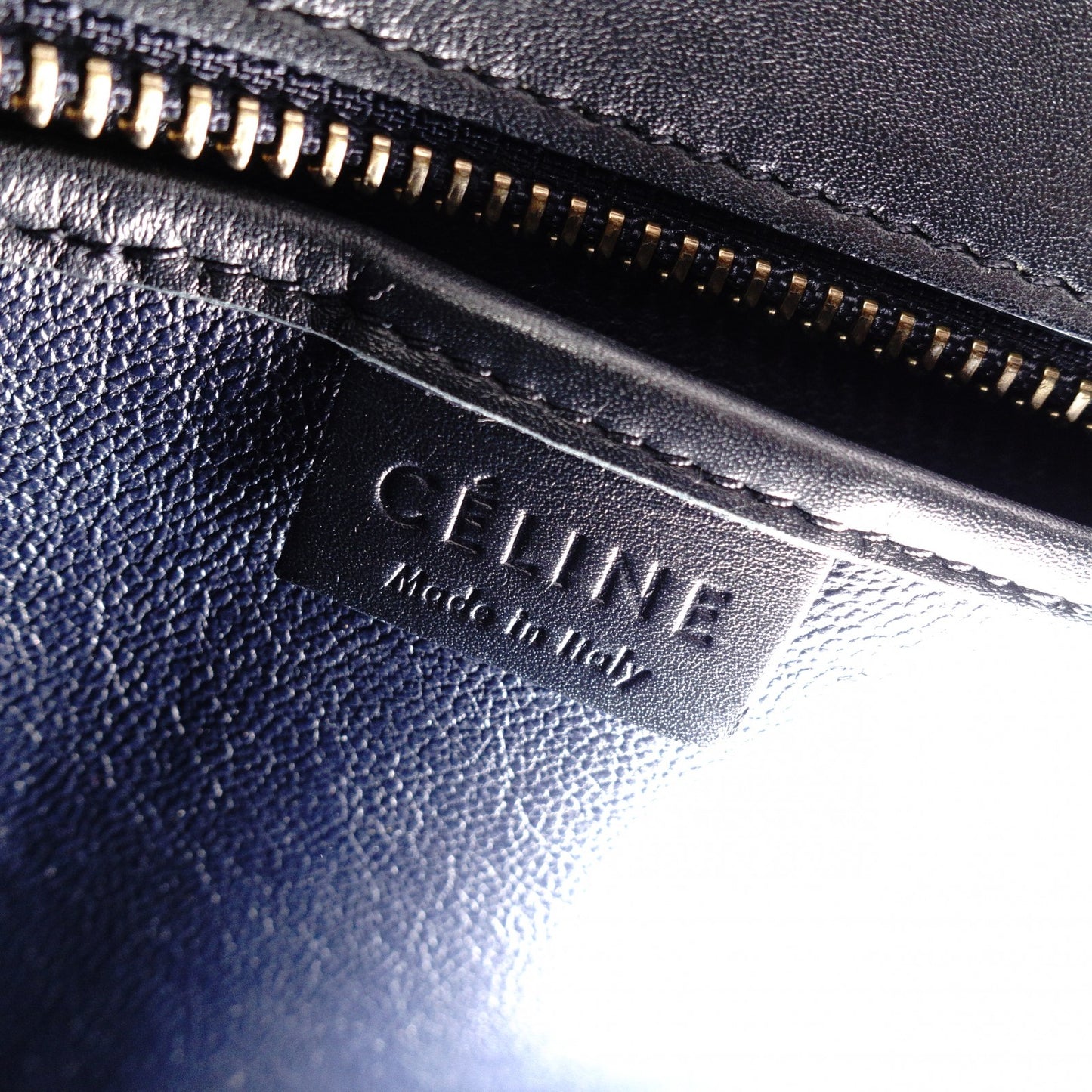 CELINE Luggage Nano Shopper Handbag, Leather/Suede, Blue, 2-Way Crossbody