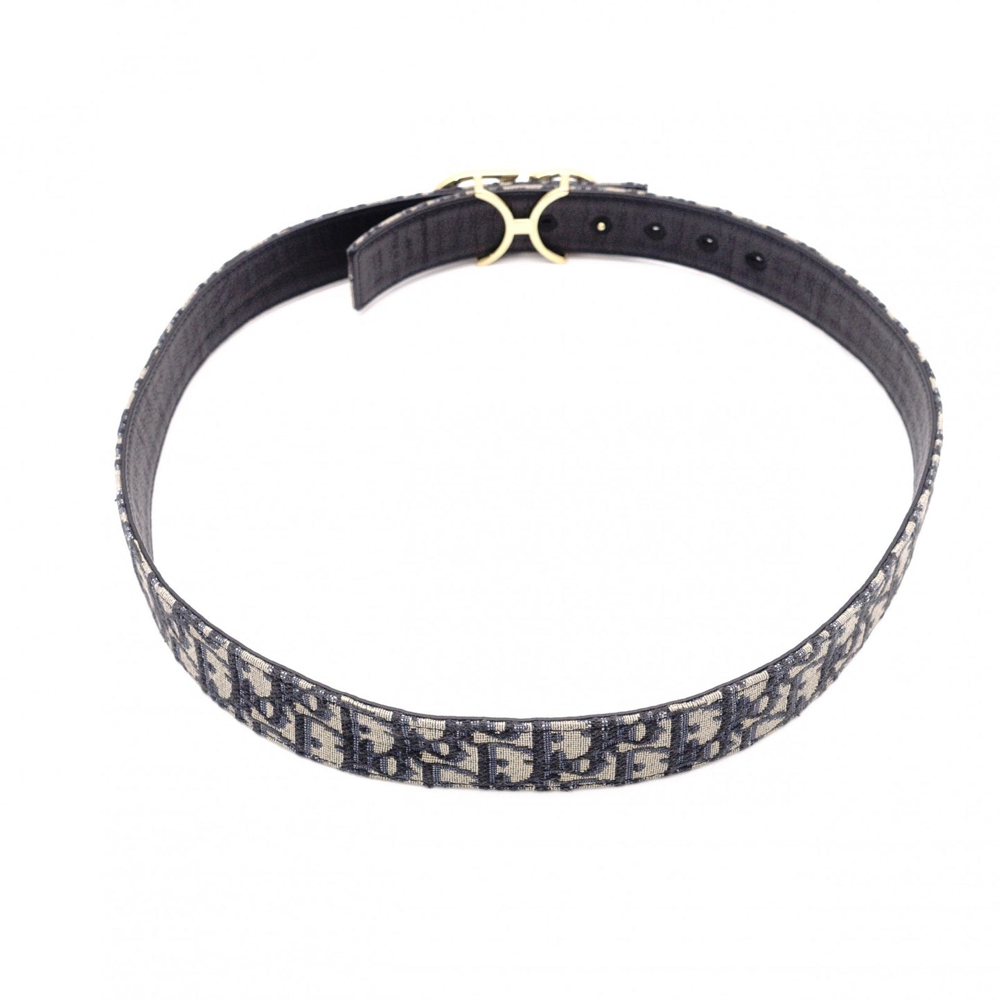 DIOR Dior Jacquard Dior Oblique Belt, Canvas and Leather, Navy, Size 90
