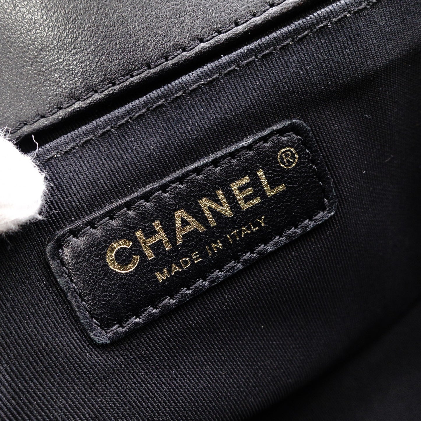CHANEL Lambskin Boy Chanel 25 Shoulder Bag, Leather, Black with Gold Hardware