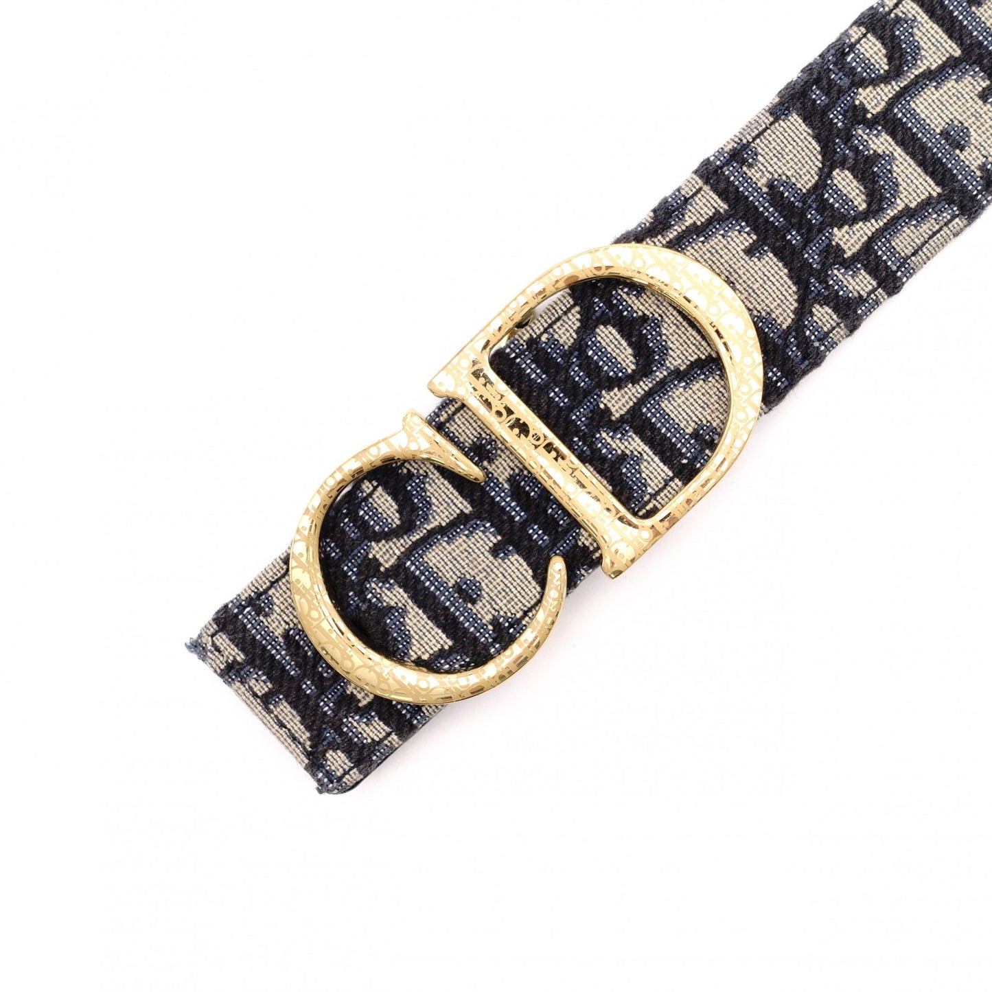 DIOR Dior Jacquard Dior Oblique Belt, Canvas and Leather, Navy, Size 90