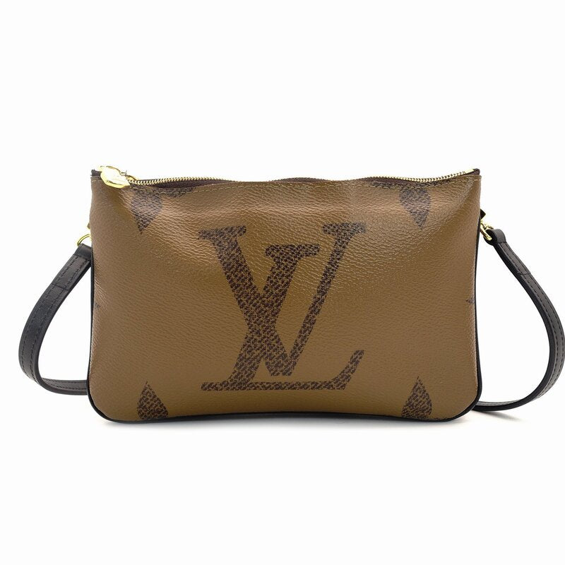 Louis Vuitton Giant Monogram Shoulder Bag Brown Logo Leather PVC 7-3-985